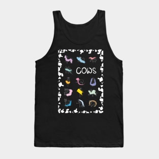 Funny cows line drawing with color splashes dark Tank Top